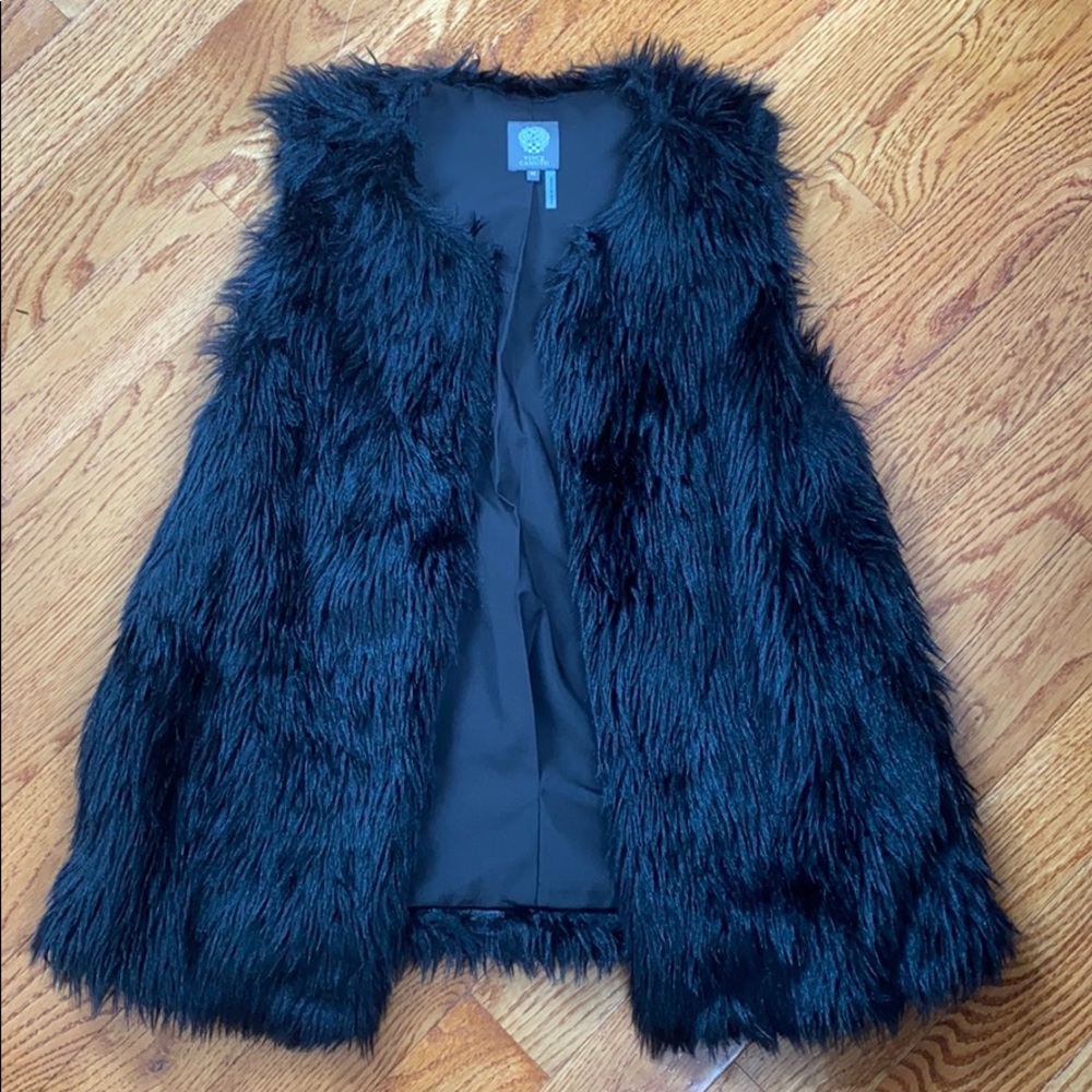SOLD Black Vince Camuto fake fur vest